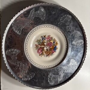 Triumph Limoges Imperial Victorian Platter 12"Porcelain Aluminum 22k White Gold